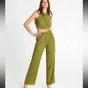 Solid Texture 2pc Pant Set